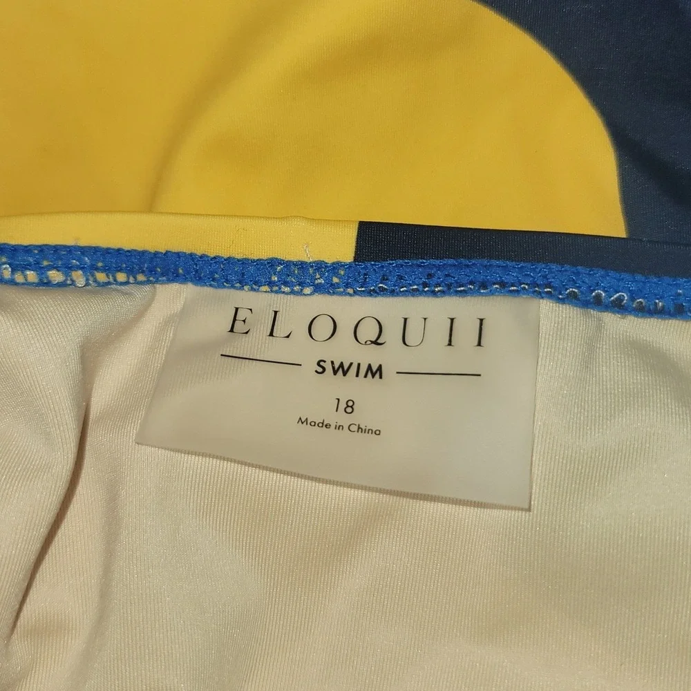 Eloquii One Piece Swimsuit Womens 18 Multicolor Abstract Keyhole Vacation Summer